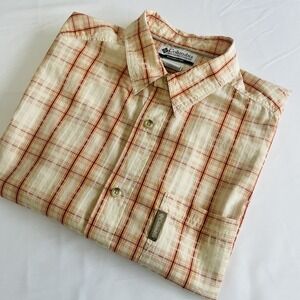 Columbia Men's Shirt Button Up Short Sleeve Texture Lightweight Pocket Large